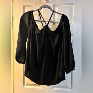 Eesome Black Blouse with Strappy Back